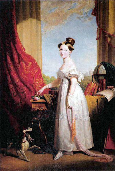 George Hayter Portrait of Princess Victoria of Kent with her spaniel Dash oil painting image